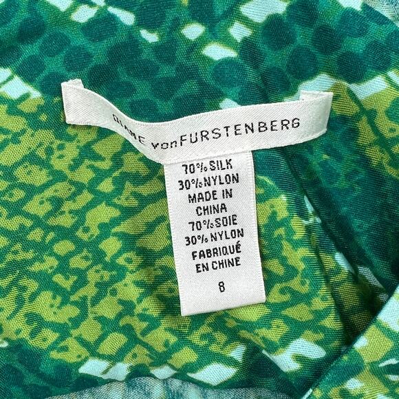 DIANE VON FURSTENBERG Suron Python Wrap Dress Womens 8 Green Sleeveless Vneck - Picture 10 of 13